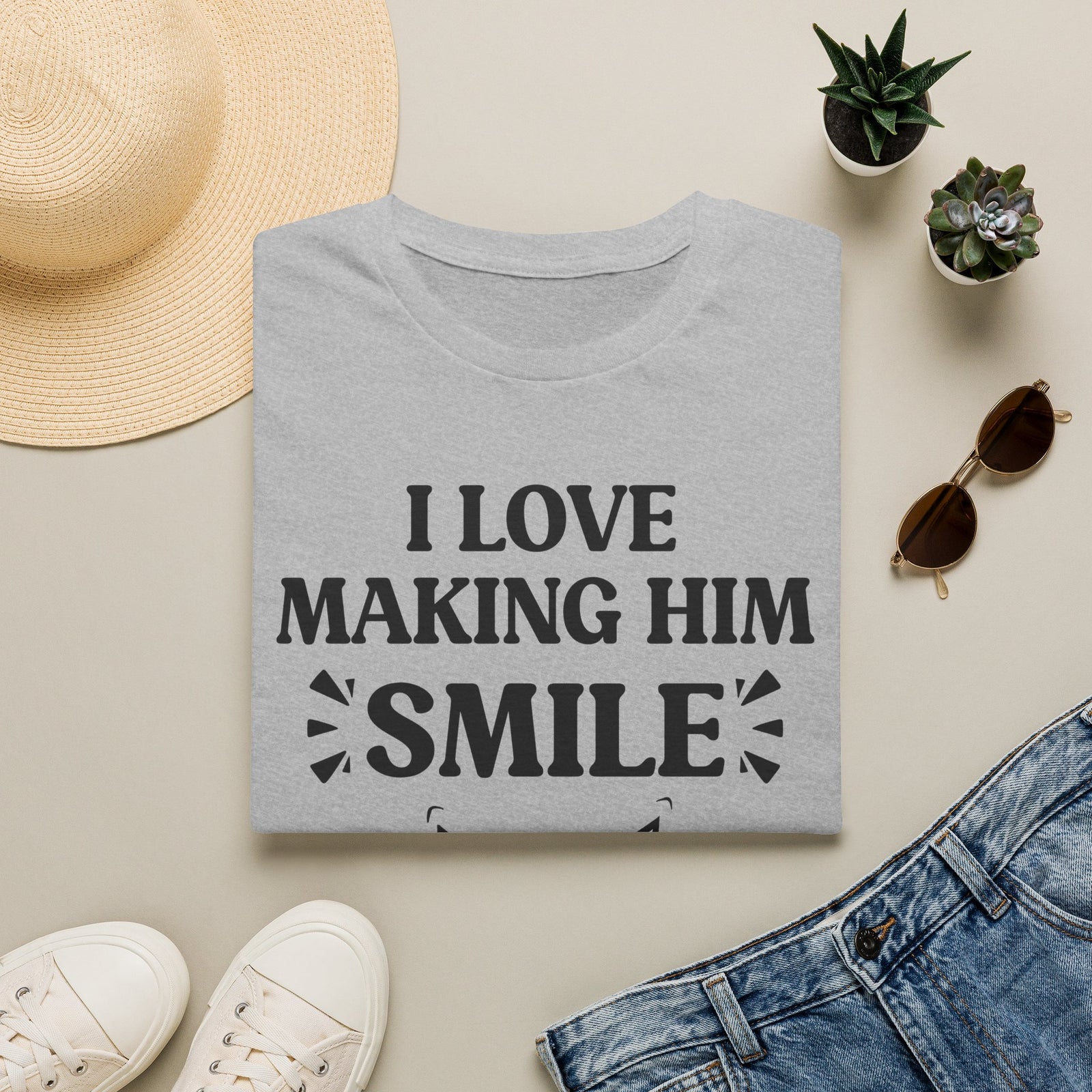 I Love Making Him Smile | Matching Couples Tee (She Wears)