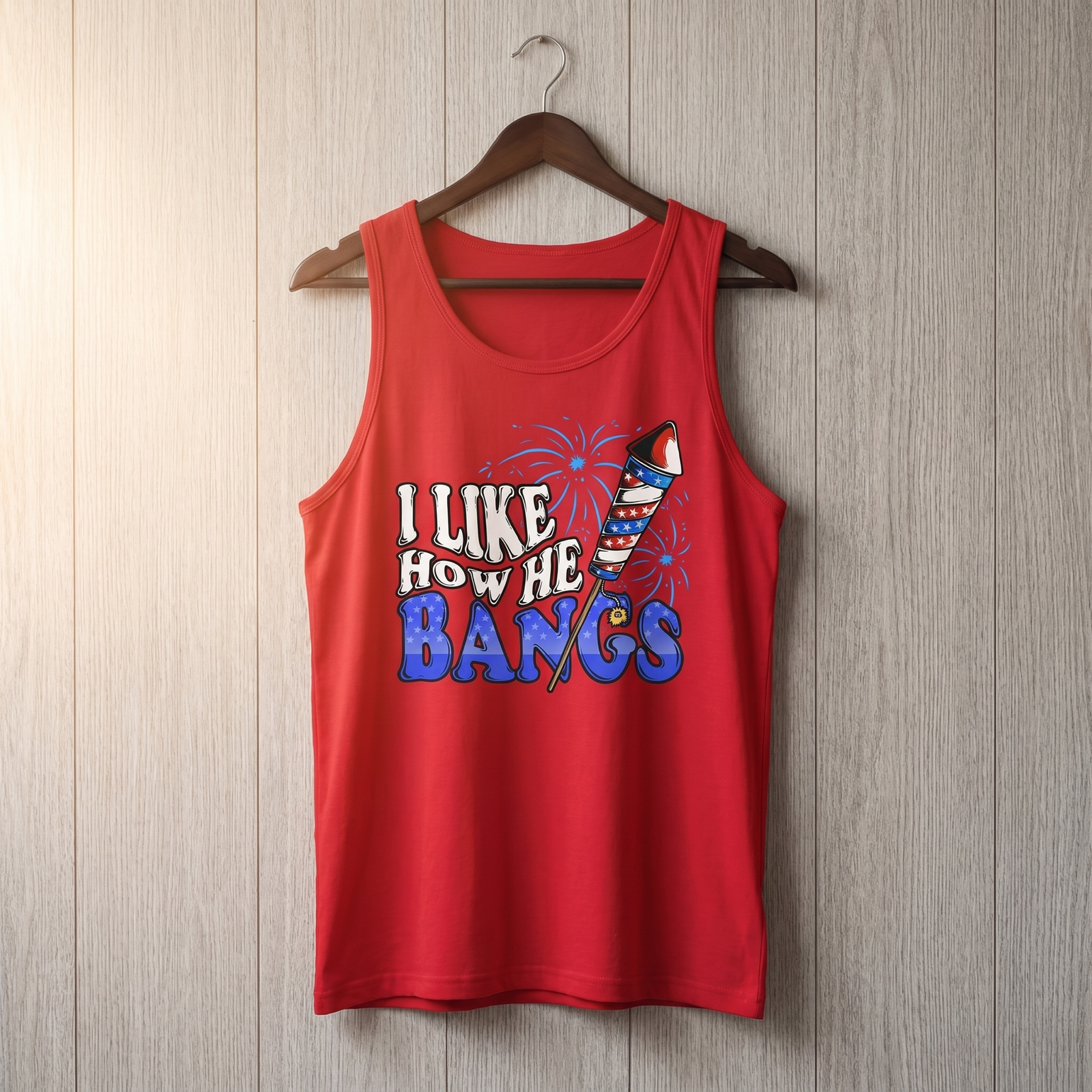 I Like How He Bangs tank - Red