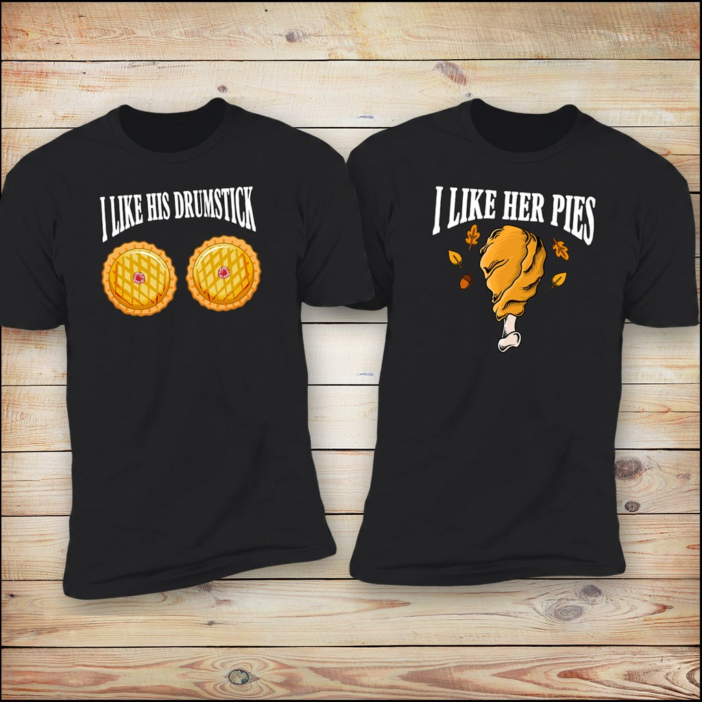 Thanksgiving couples matching tees pair