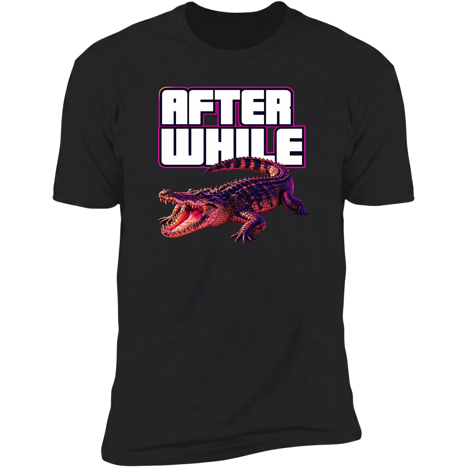 After While neon crocodile tee, Black
