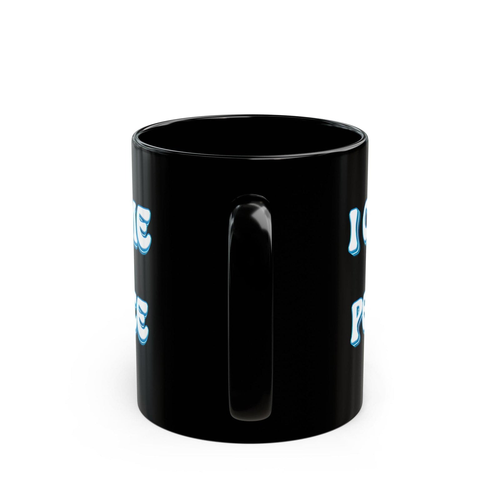 I come In Peace Black Coffee Mug