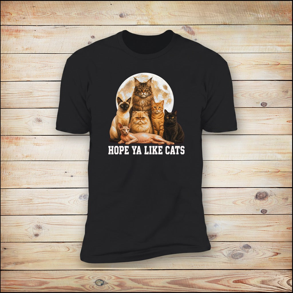 Hope Ya Like Cats tee on wood