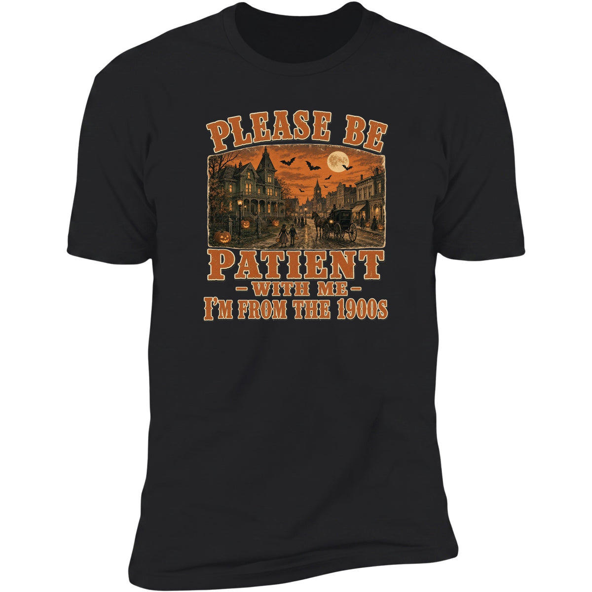 Please Be Patient Halloween tee in Black
