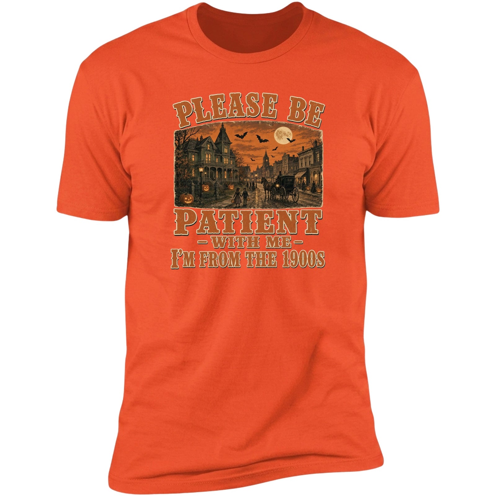 Please Be Patient Halloween tee in Orange