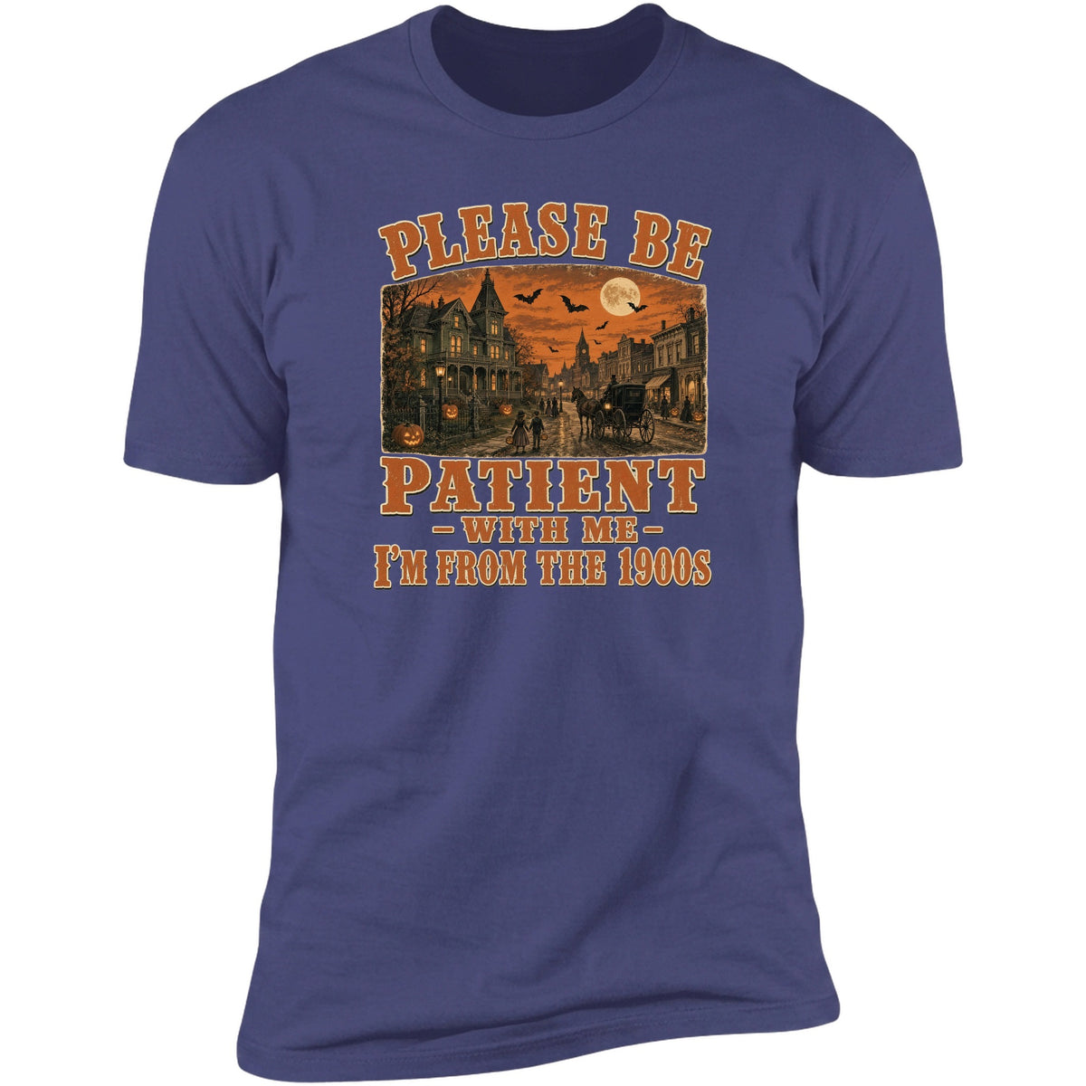 Please Be Patient Halloween tee in Purple