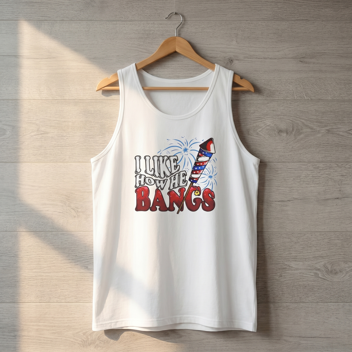 I Like How He Bangs tank - White
