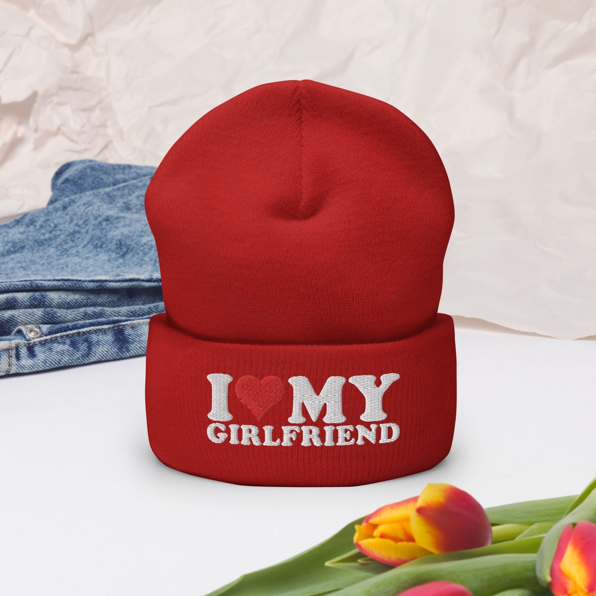 I Love My Girlfriend Cuffed Beanie