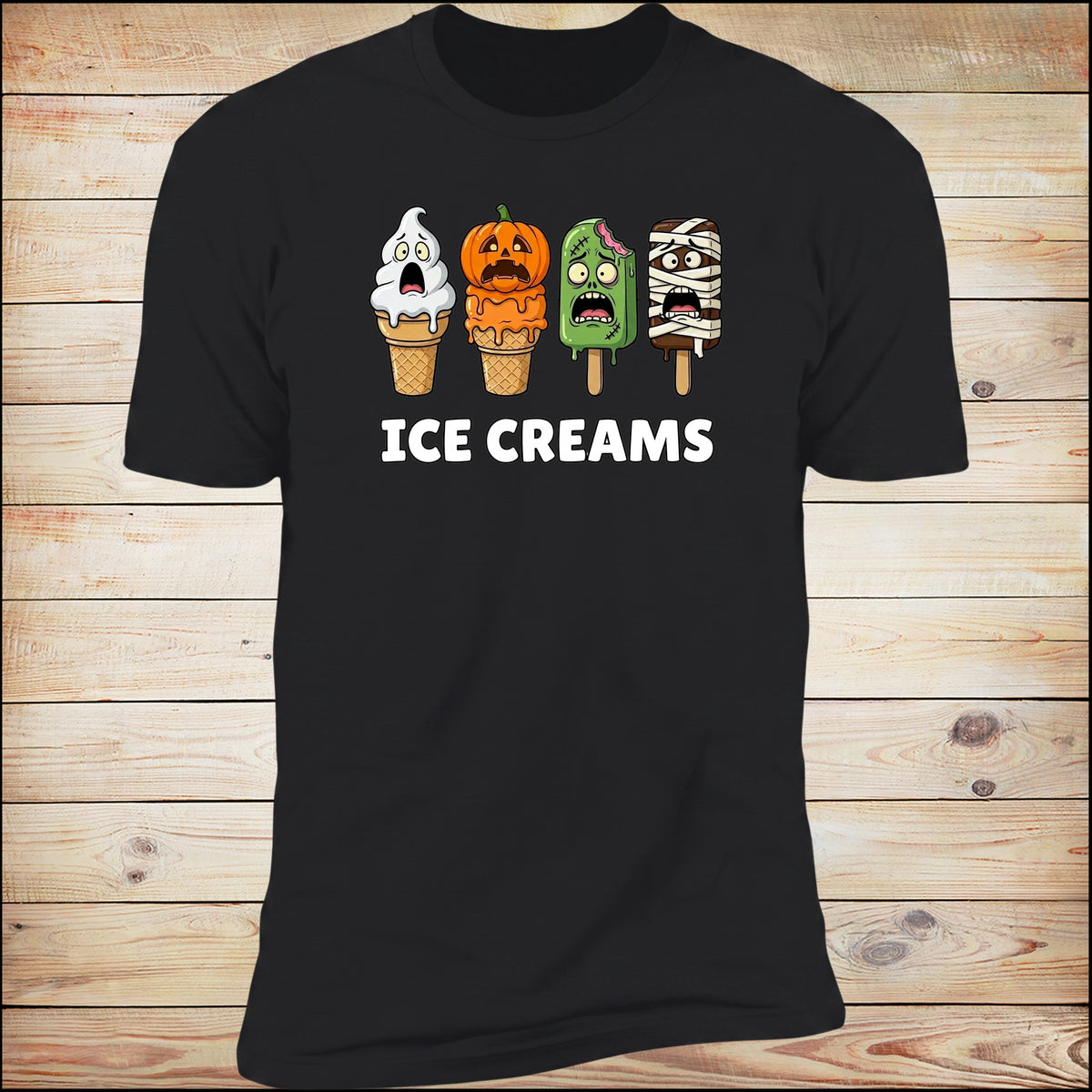 Ice Creams screaming edition tee in Black on wood