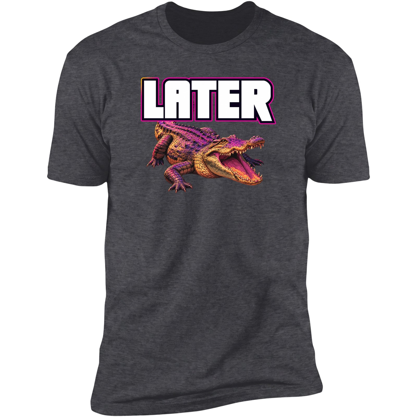 Later neon gator tee, Dark Heather