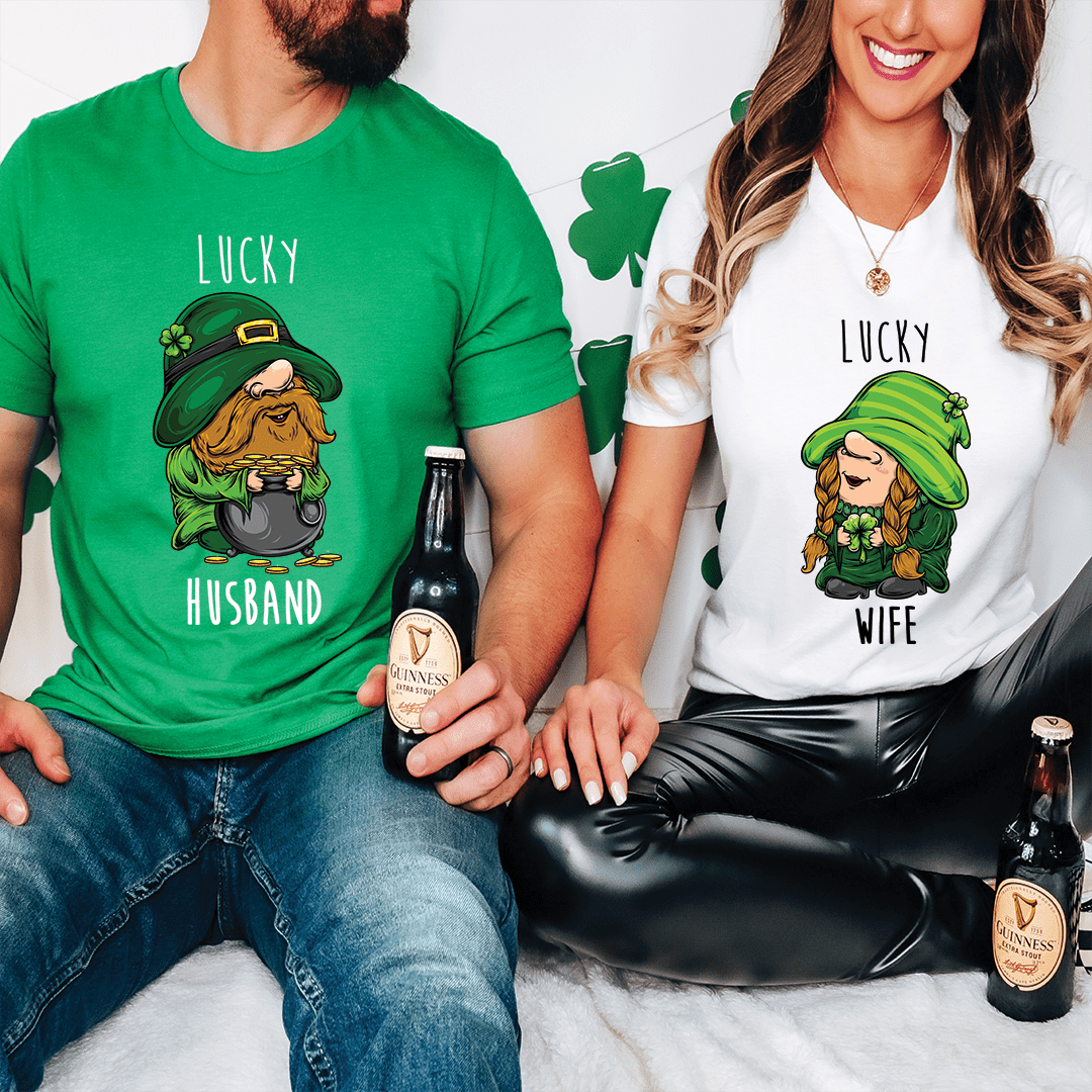 Lucky Husband & Lucky Wife St. Patrick day Drinking Shirt