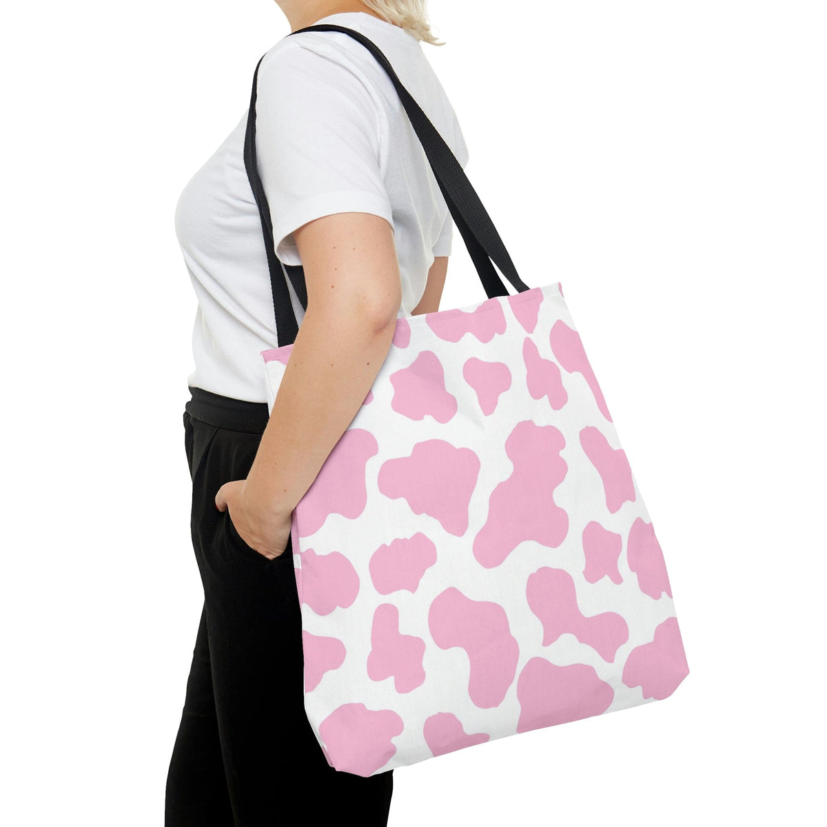 Pink Cow Print Tote Bag