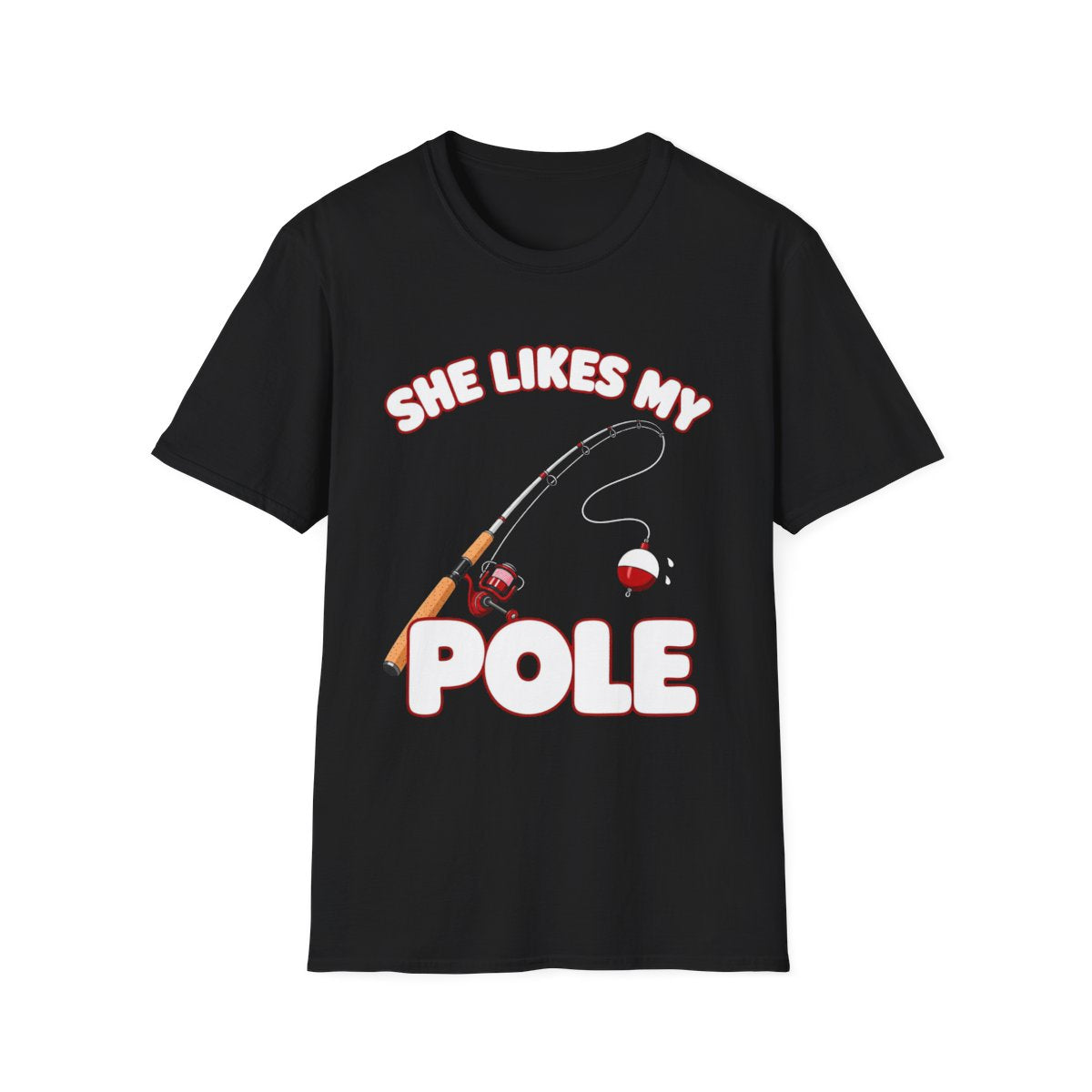 She Likes My Pole halftone tee, Black, front