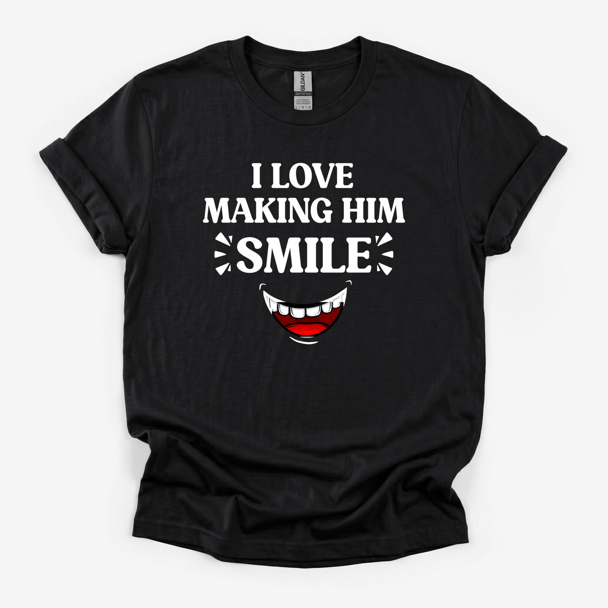 I Love Making Him Smile - Black Deluxe Tee