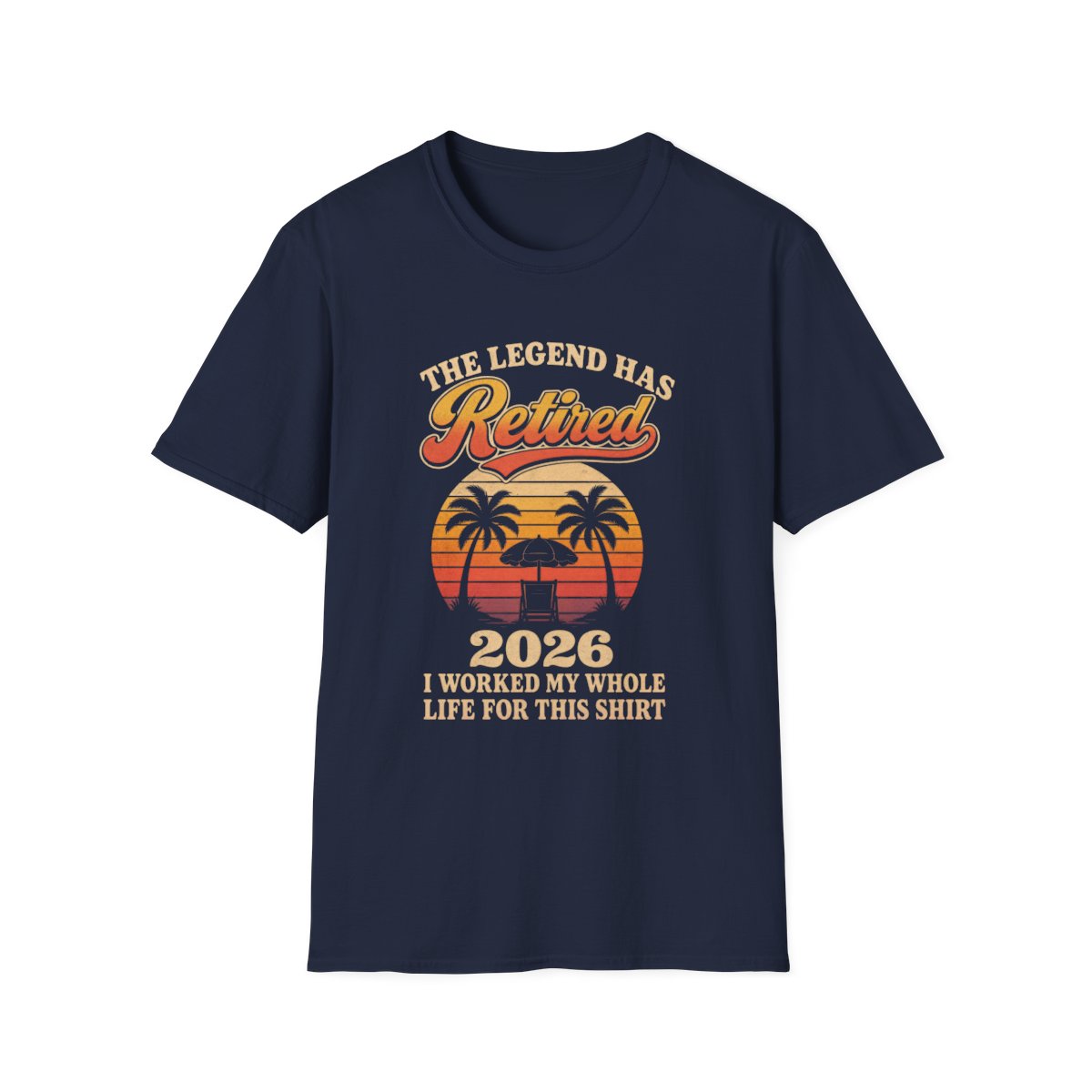 The Legend Has Retired 2026 tee, Navy, front
