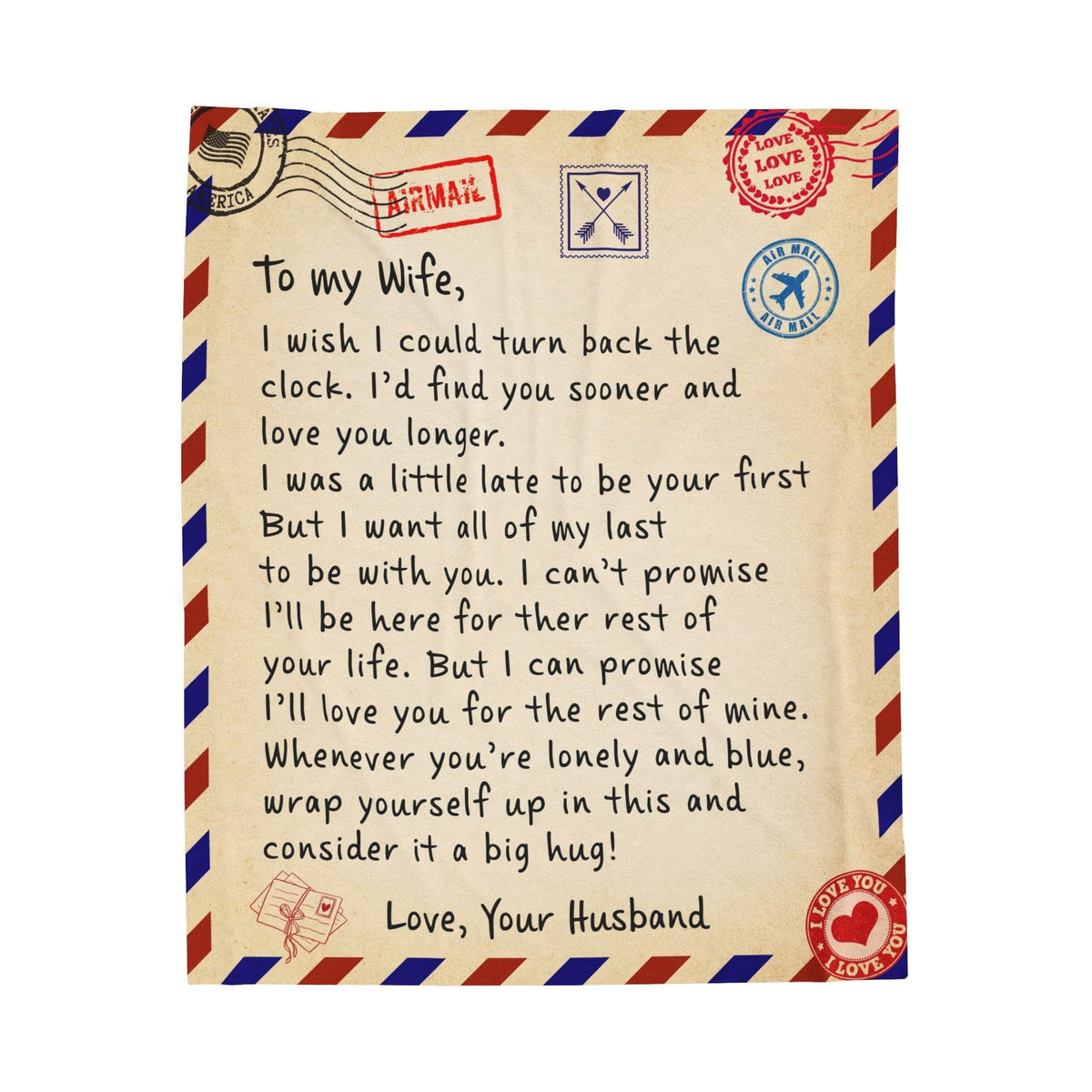 To My Wife Velveteen Plush Blanket