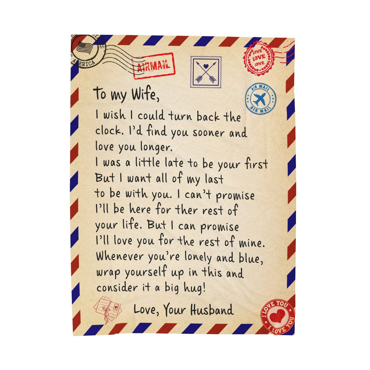 To My Wife Velveteen Plush Blanket