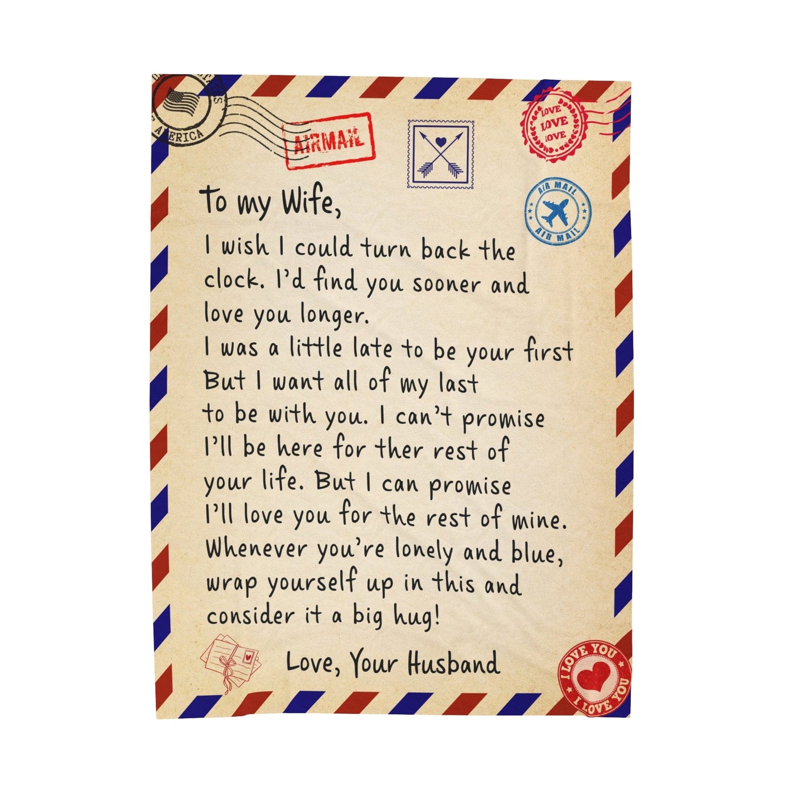 To My Wife Velveteen Plush Blanket
