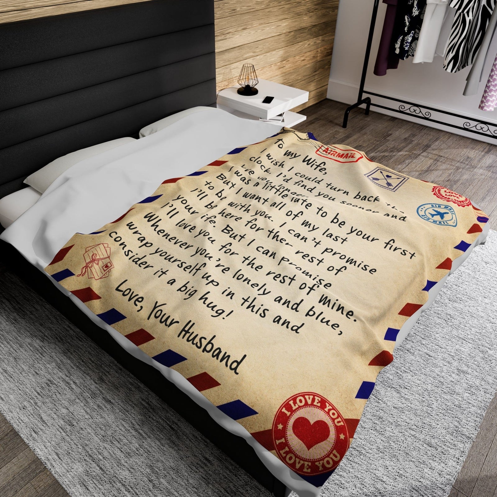 To My Wife Velveteen Plush Blanket